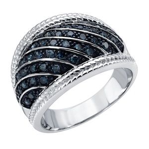 Blue Diamond Silver Ring